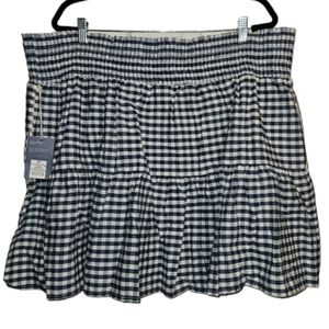 NWT! 3X Skirt Universal Thread Gingham Navy White Women's Plus Size NEW